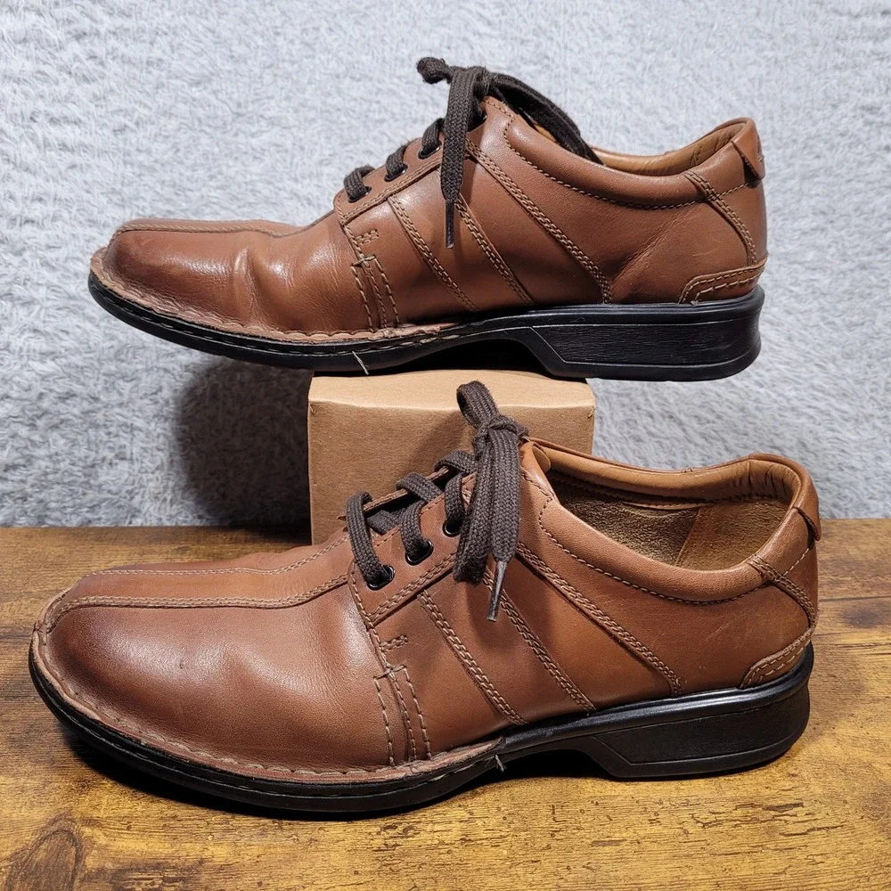 Clarks Mens Brown Leather Lace‎ Up Oxford Casual Comfort Shoes Size 10 M